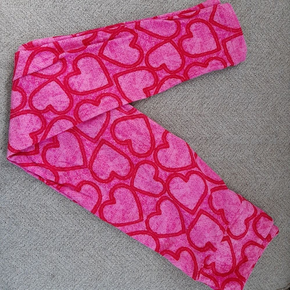 Lularoe Valentine's Pink & Red Heart Leggings, OS
